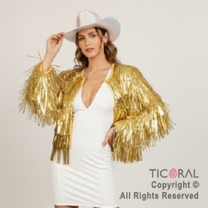 CHAQUETA DE FLECOS ORO x 1